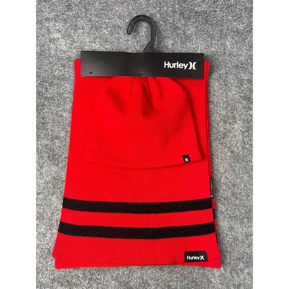 Hurley Other - Hurley New Yorker Beanie Scarf Men's One Size Red 2 Piece Winter Set NWT